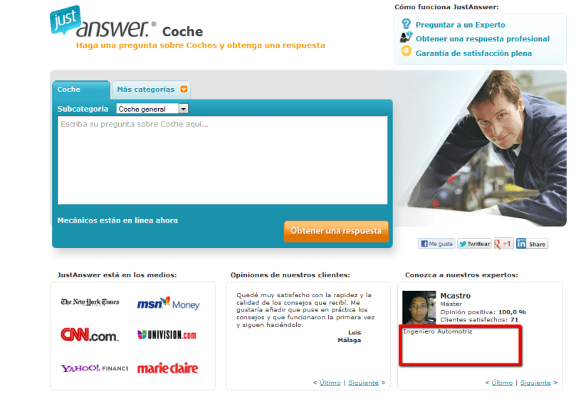 Miniperfil de los Expertos en la Homepage